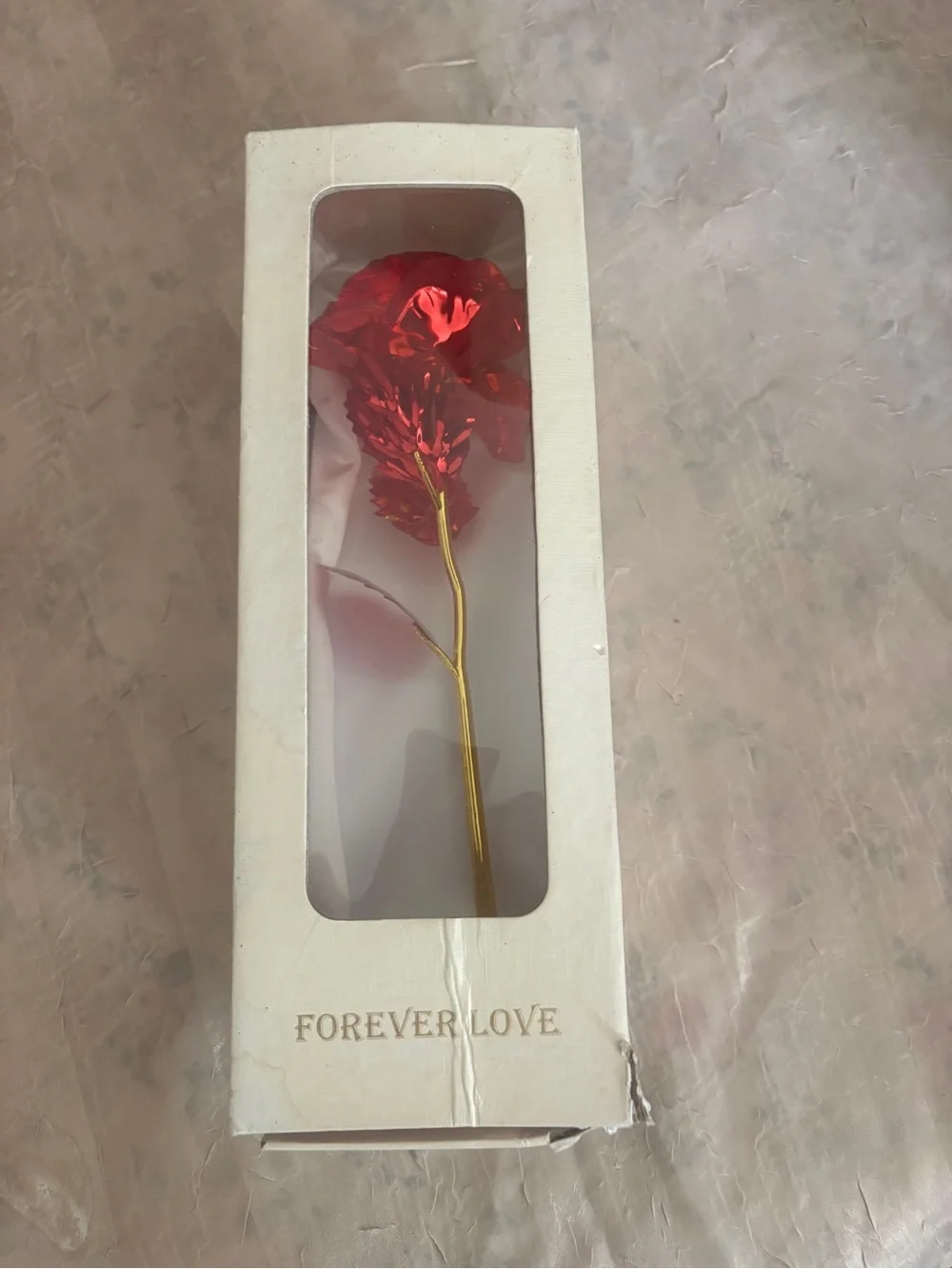 Red and Gold Decorative Rose Stem - Home Accents