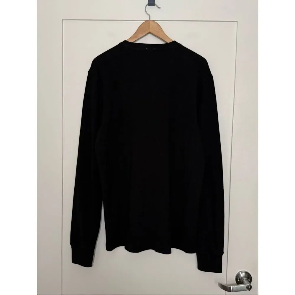 NWT J Crew Oarsman Jacquard Rib-knit Henley Shirt Mens Sz L Black Preppy CL754