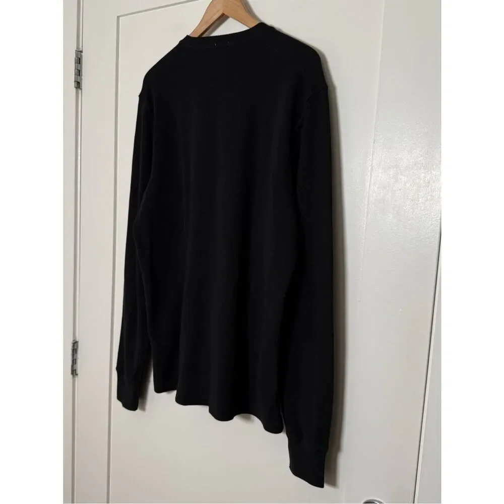 NWT J Crew Oarsman Jacquard Rib-knit Henley Shirt Mens Sz L Black Preppy CL754