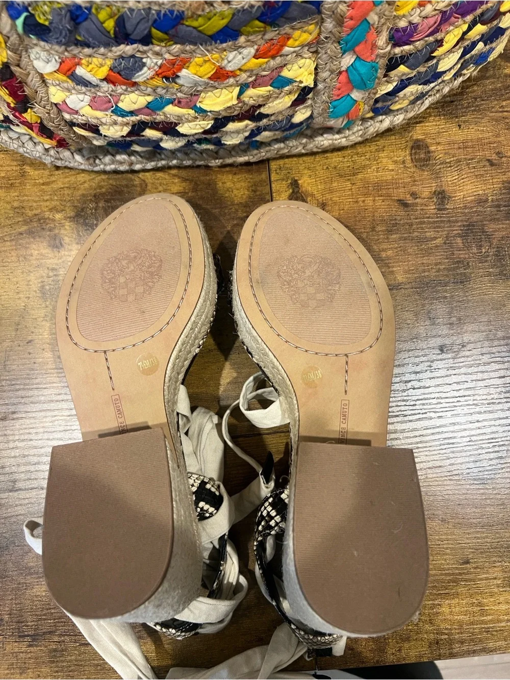 VinceCamino Roreka Wraparound Tie Espadrille Sandal In Warm Vanilla:Size 7.5