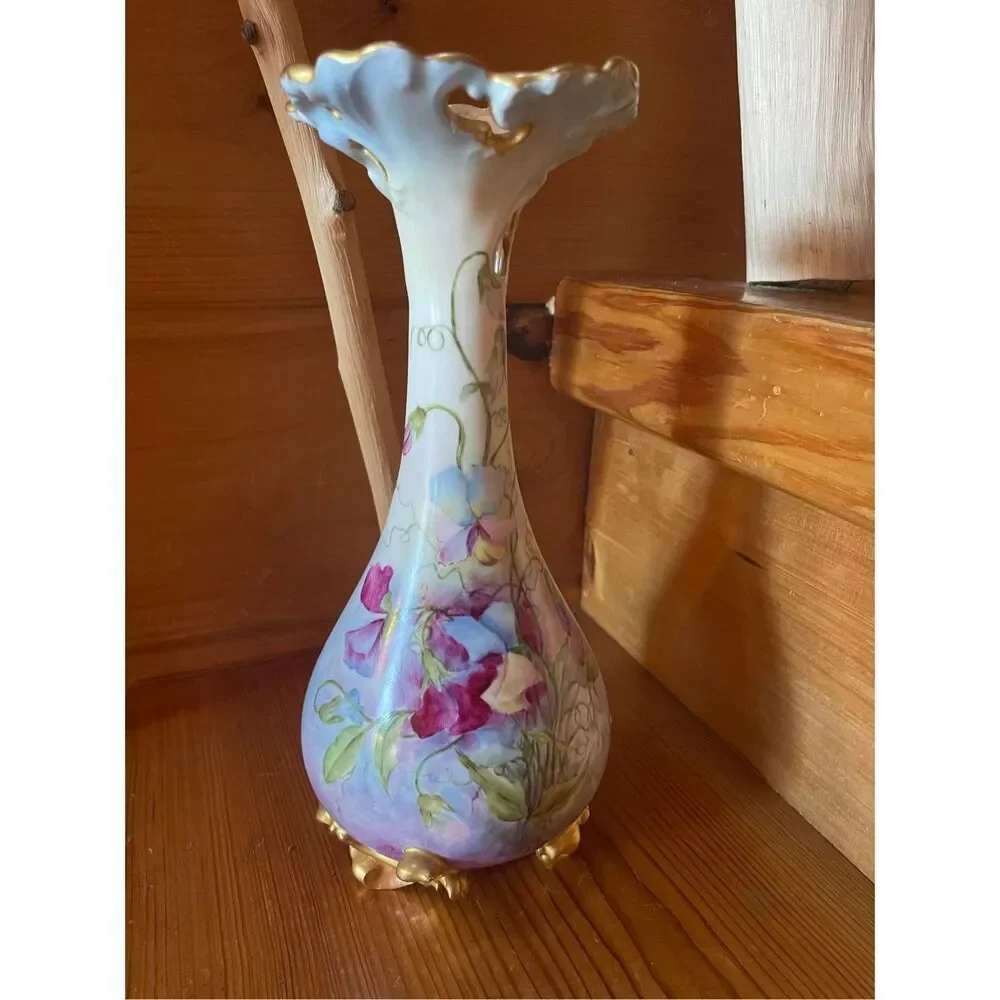 Limoges Pansy Design Vase