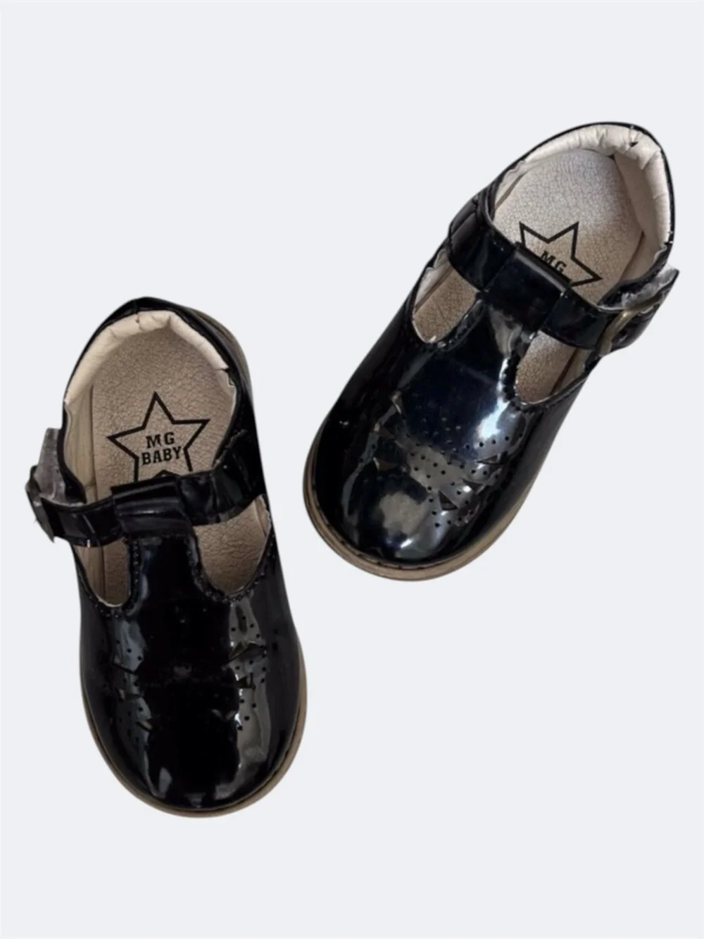 MG Baby Black T-Strap Patent Leather Mary Jane Shoes 5