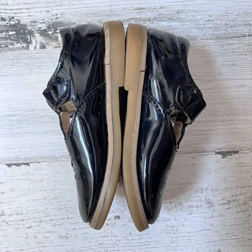 MG Baby Black T-Strap Patent Leather Mary Jane Shoes 5