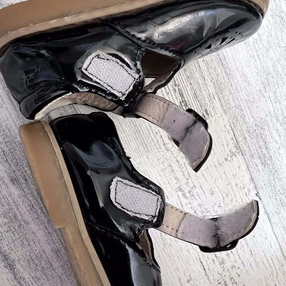 MG Baby Black T-Strap Patent Leather Mary Jane Shoes 5