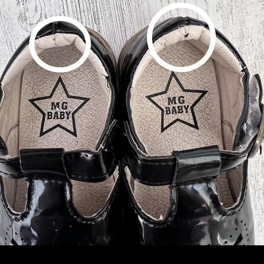 MG Baby Black T-Strap Patent Leather Mary Jane Shoes 5