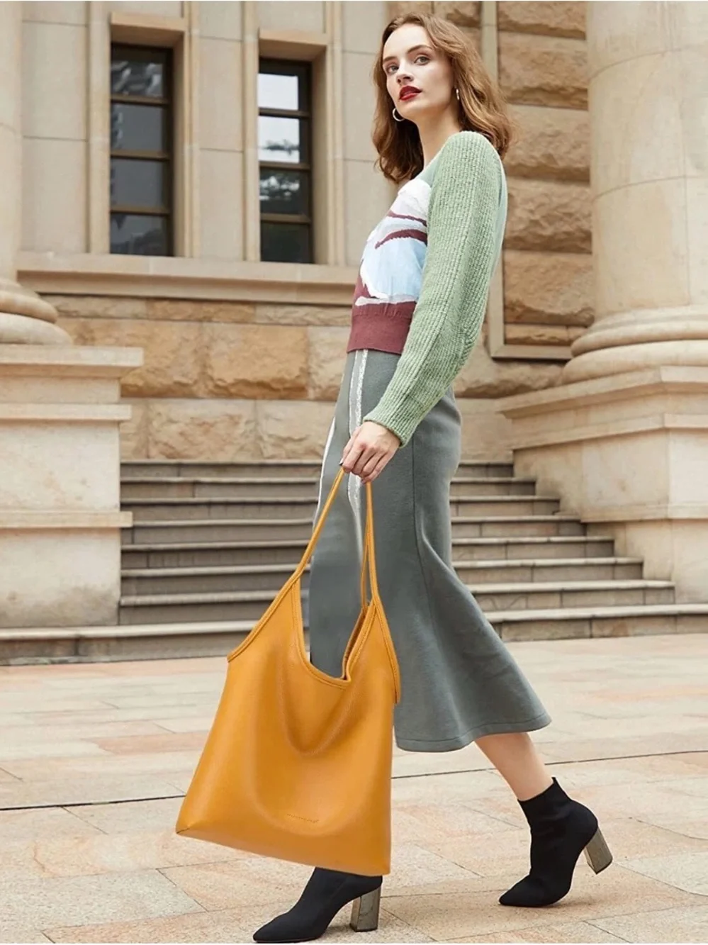 Montana West Mustard Yellow Vegan Leather Slouchy Hobo Tote Shoulder Bag