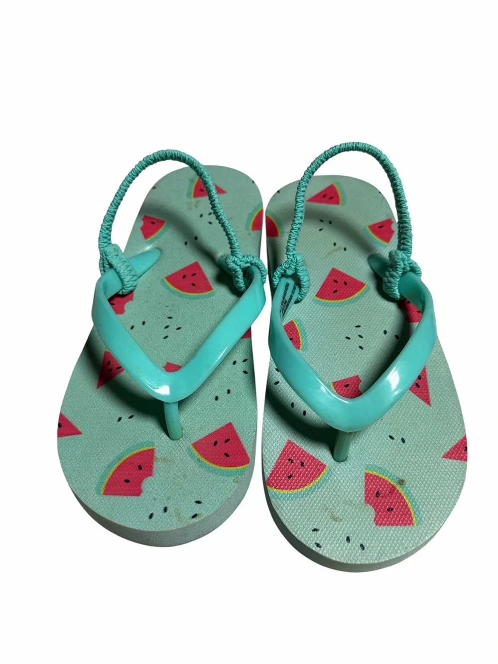 Cat & Jack Teal Watermelon Print Slingback Flip Flops Size 11/12