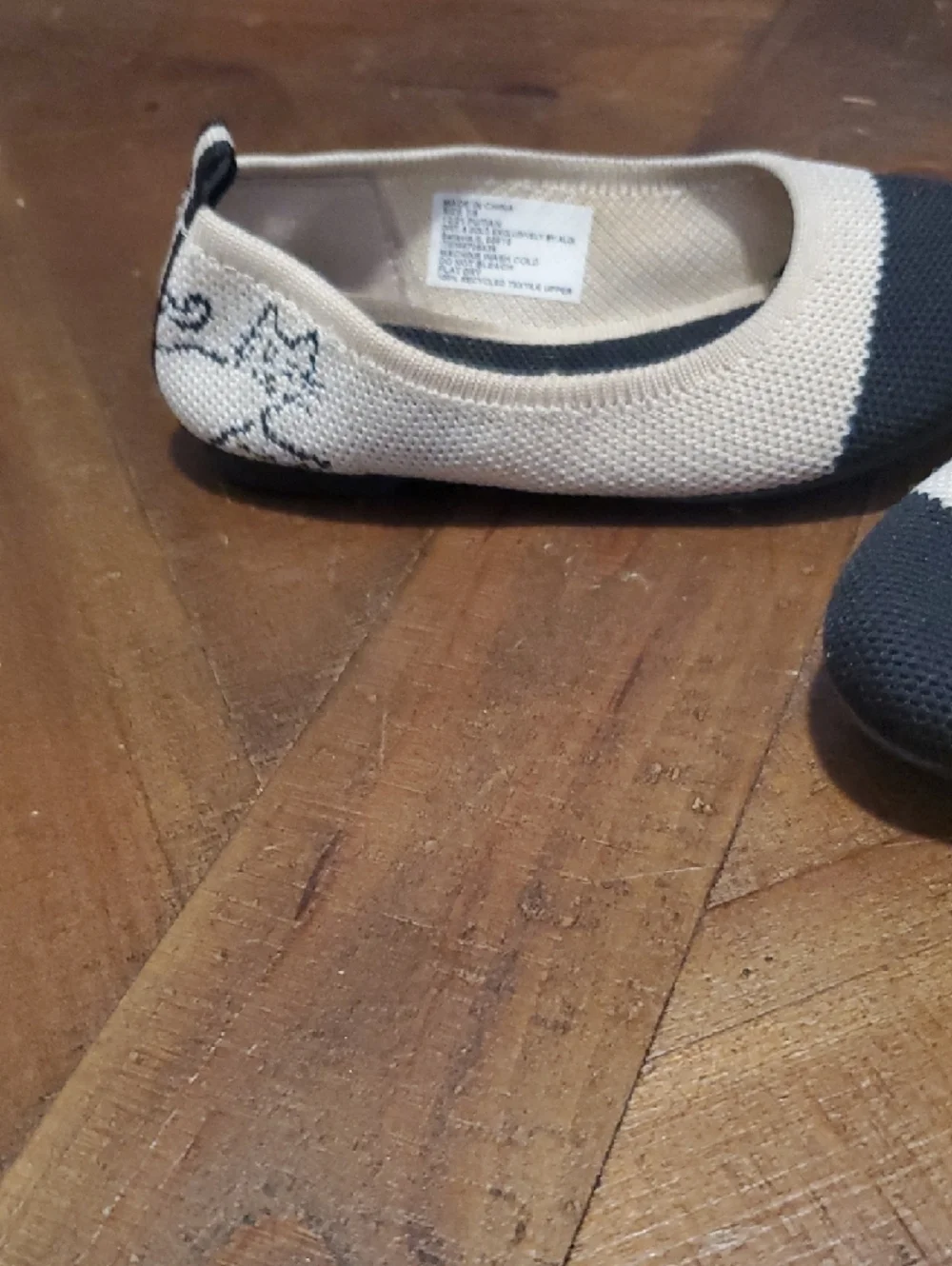 Lily & Dan Kids Two-Tone Black and Cream Knit Ballet Flats