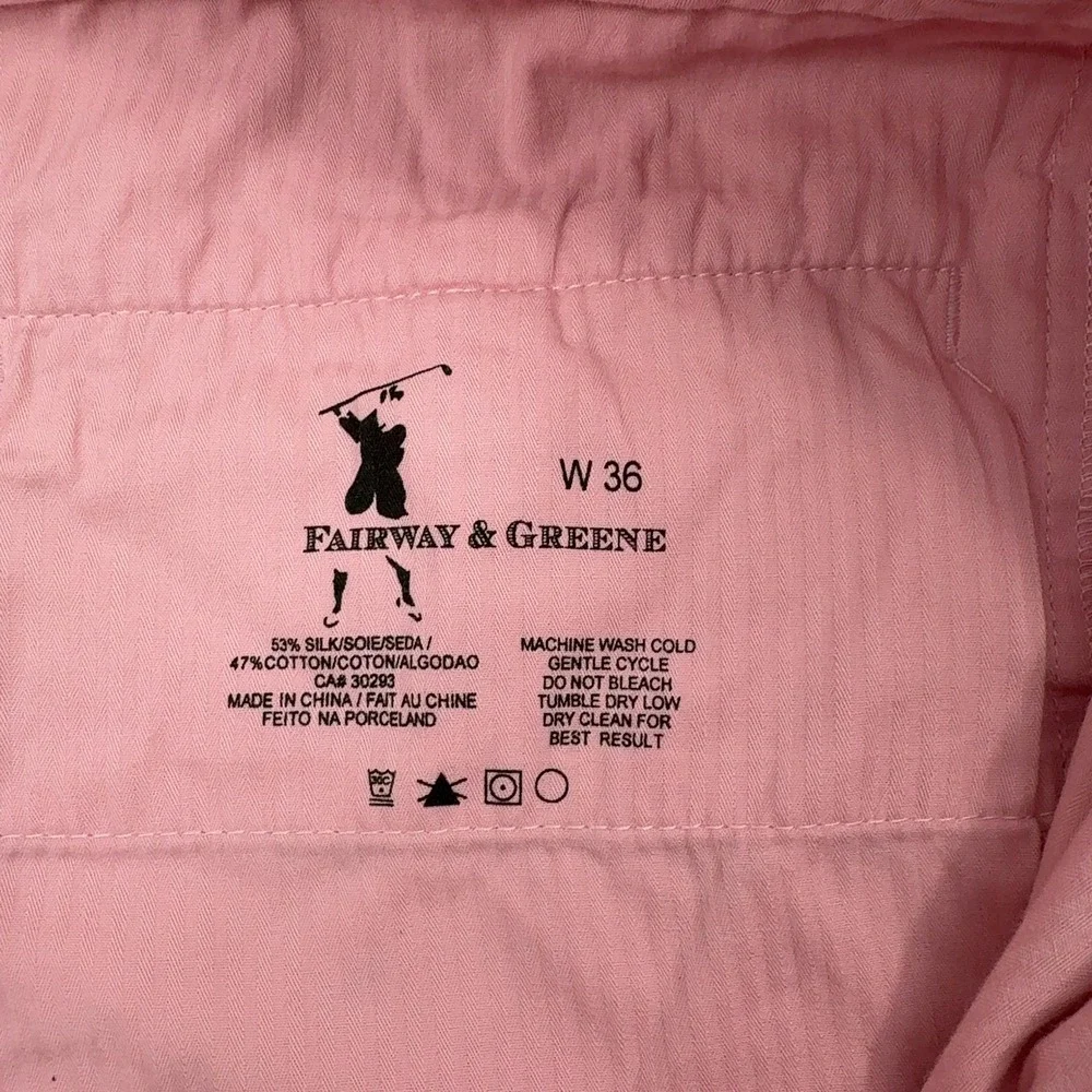 Fairway & Greene Shorts Mens 36 Pink Silk Cotton Blend Flat Front Golf Preppy