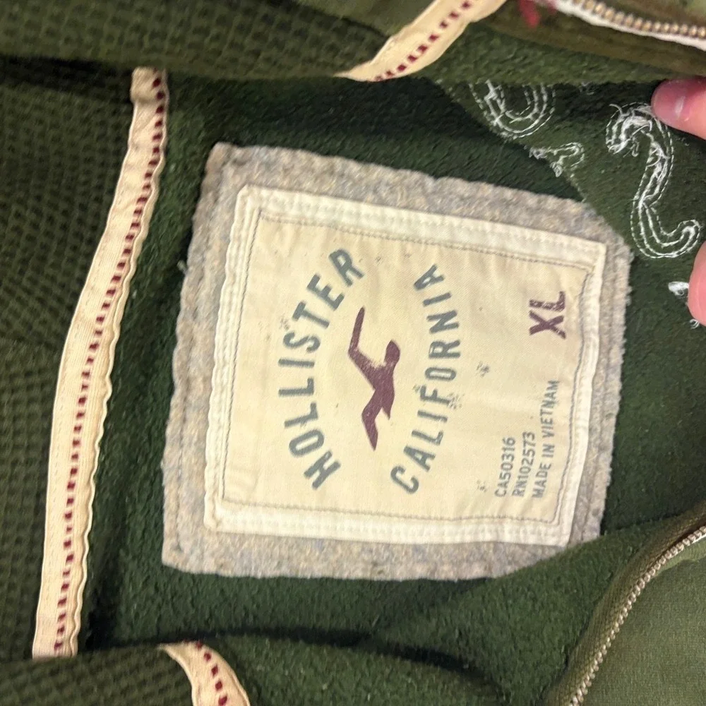 Vintage y2k Green Thermal Lined Hollister Hoodie