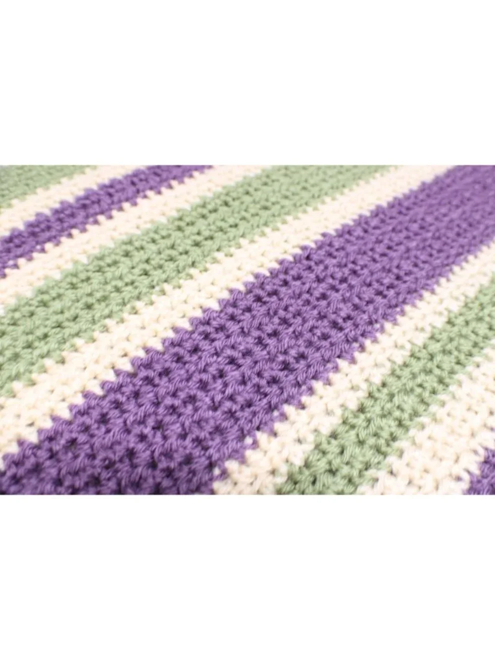 Corner to Corner Diagonal Stripe Crochet Blanket Throw Purple Green Tan 38x42