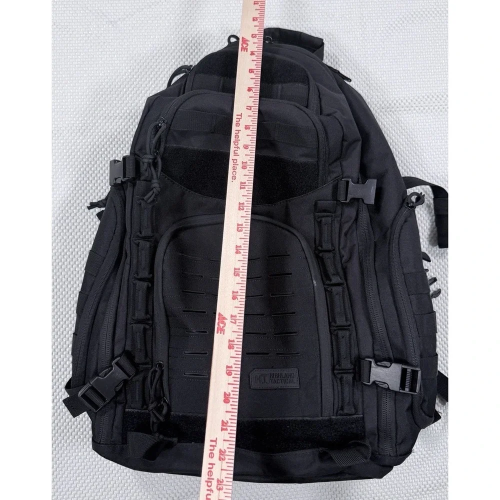 Highland Tactical Black Tactical Backpack MOLLE Laptop Hiking Bug Out Pack
