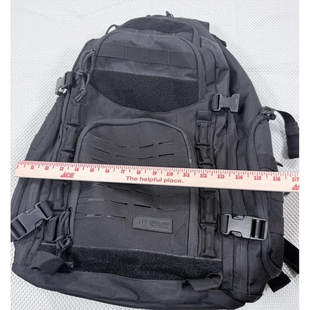 Highland Tactical Black Tactical Backpack MOLLE Laptop Hiking Bug Out Pack