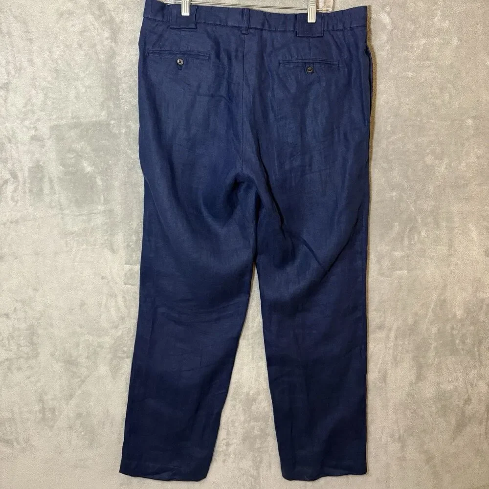 Polo Golf Ralph Lauren Men's Navy 100% Linen Pants Size 36L Long Tall