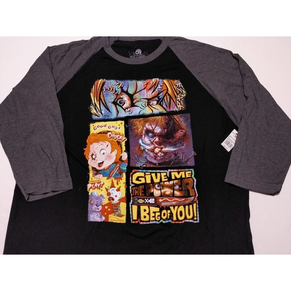 UNIVERSAL Halloween Horror Knights Chucky‎ Raglan Shirt 2023 Artist XL ~ New