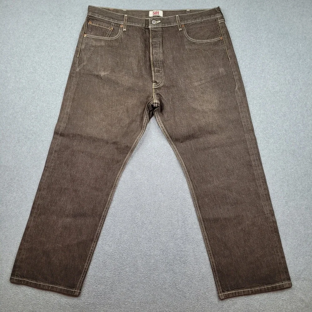 Levi's 501 Straight Leg Jeans Mens 42x30 Brown Button Fly Denim Pants