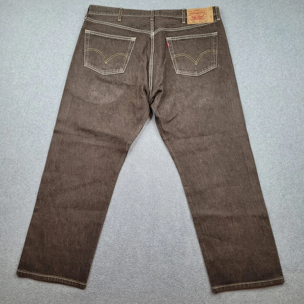 Levi's 501 Straight Leg Jeans Mens 42x30 Brown Button Fly Denim Pants