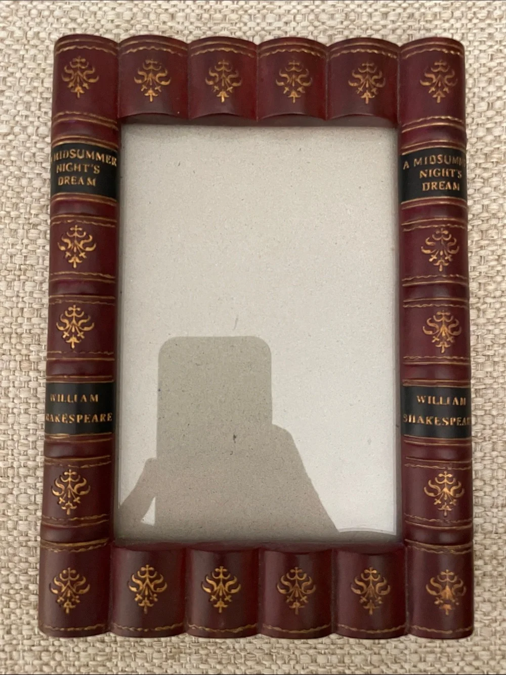 Faux Leather Book Spine Picture Frame - Burgundy