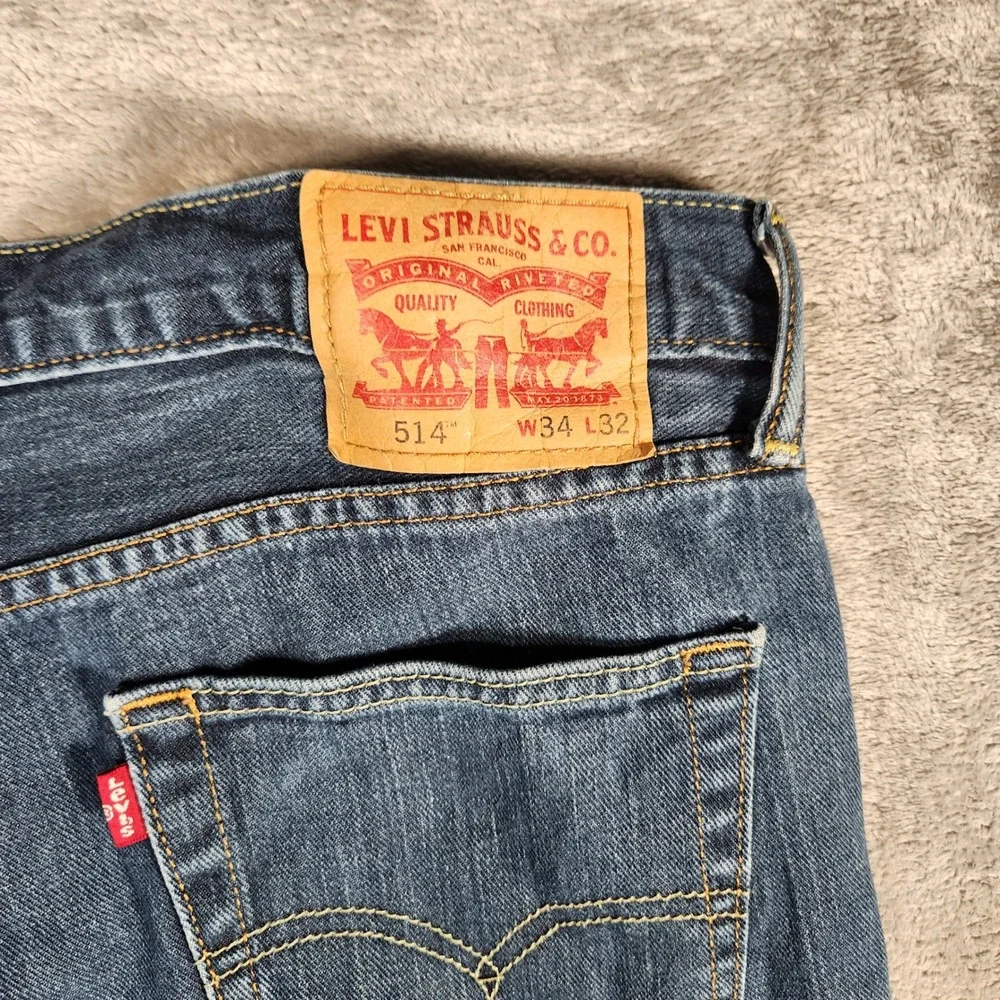 Levi's 514 Straight Fit Jeans Mens 34x32 Blue Excellent Medium Wash Denim