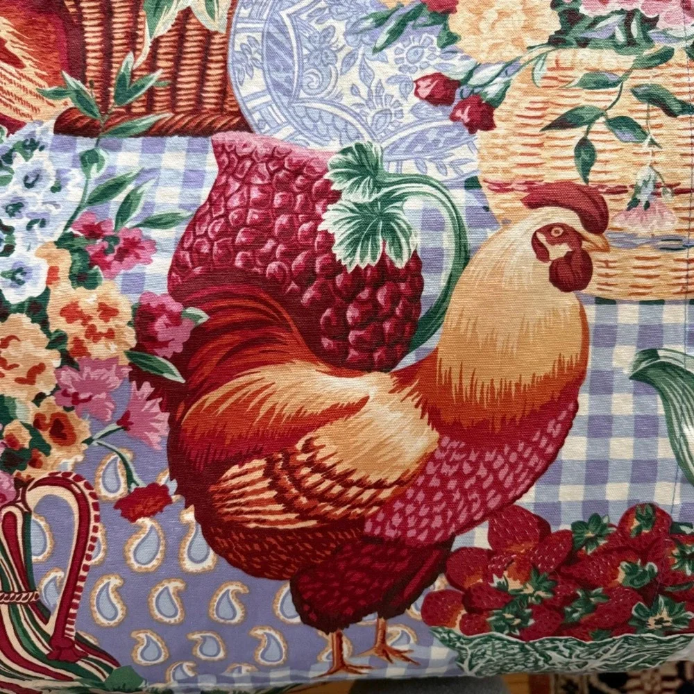Vtg Rooster Farmhouse Tablecloth cotton Set‎ 50x64 Country Cottagecore set of 2