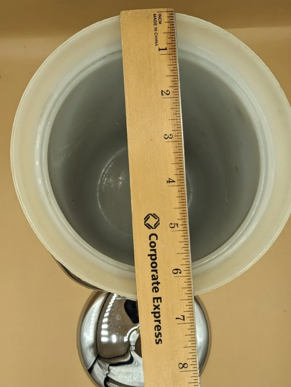 Vintage Chrome Ice Bucket Lid Handle White Plastic Inner Sleeve Pre-owned