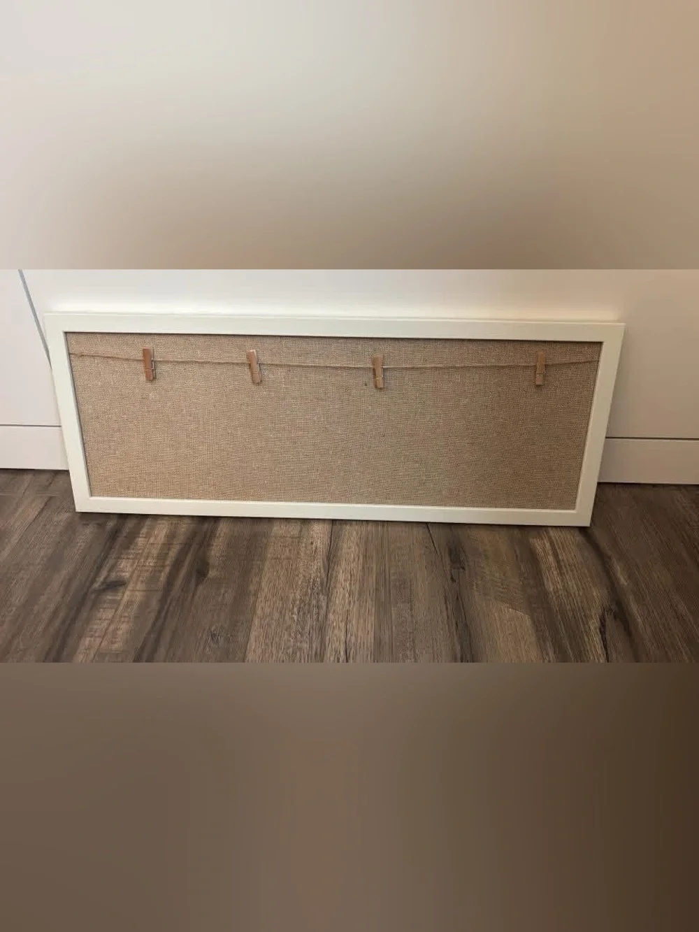 Kensie Beige Fabric Photo Display Panel with Twine Clips