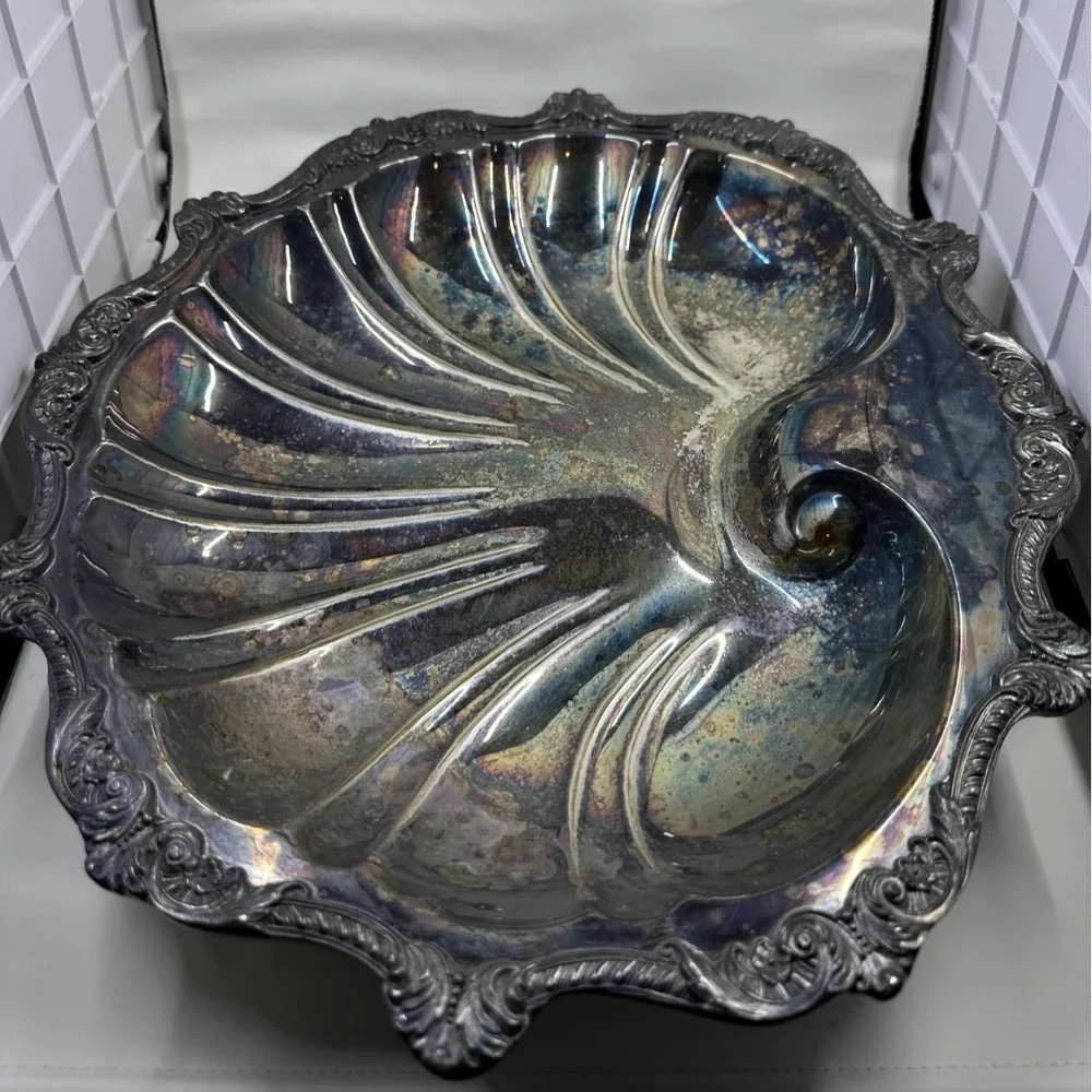 Poole Silver Plate Old English Shell‎ Centerpiece Bowl EPC Nautilus 5013