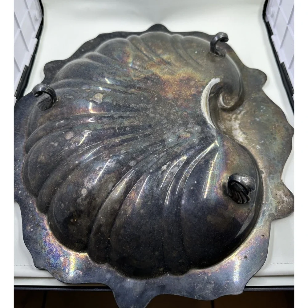 Poole Silver Plate Old English Shell‎ Centerpiece Bowl EPC Nautilus 5013