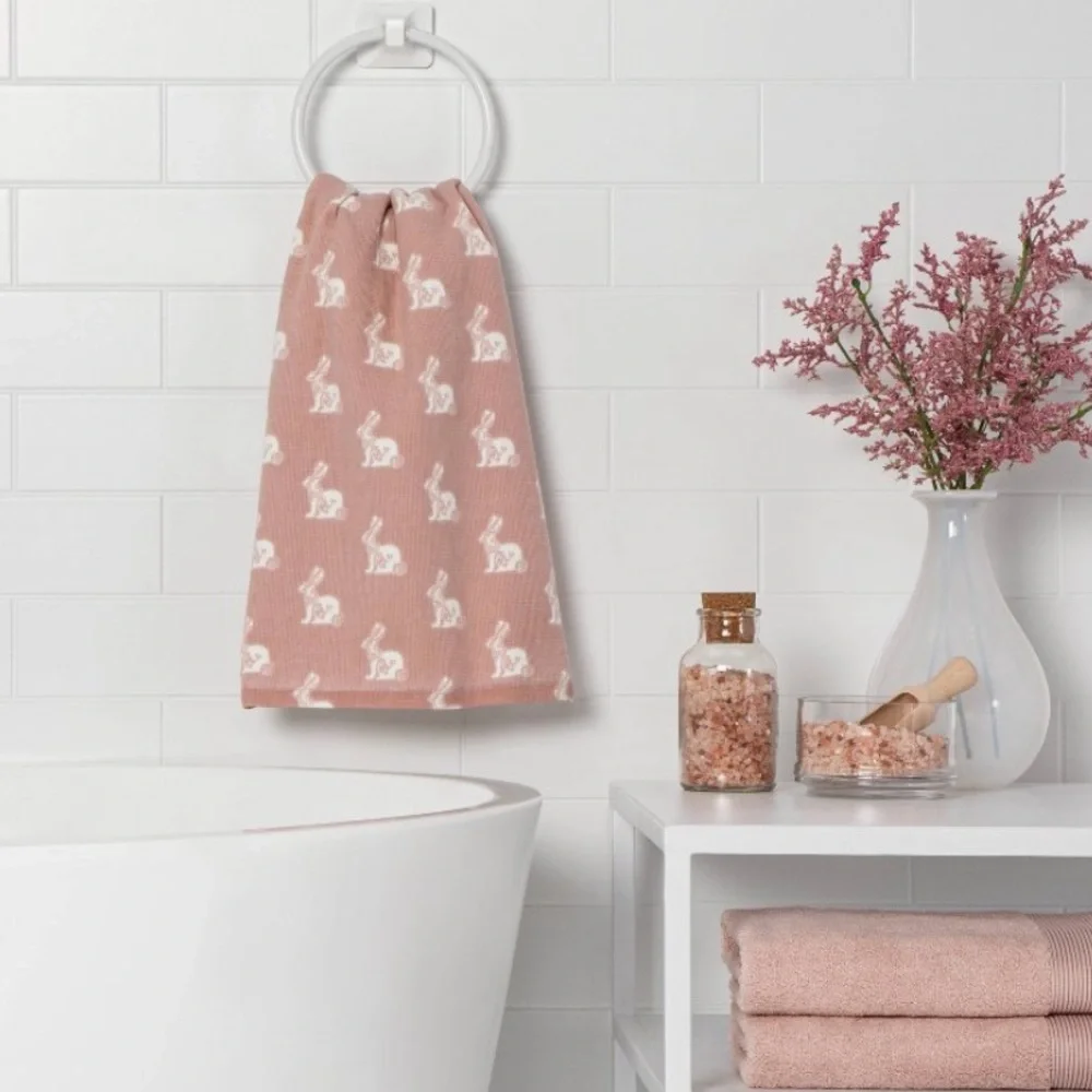 Blush Pink Bunny Printed Hand Towel