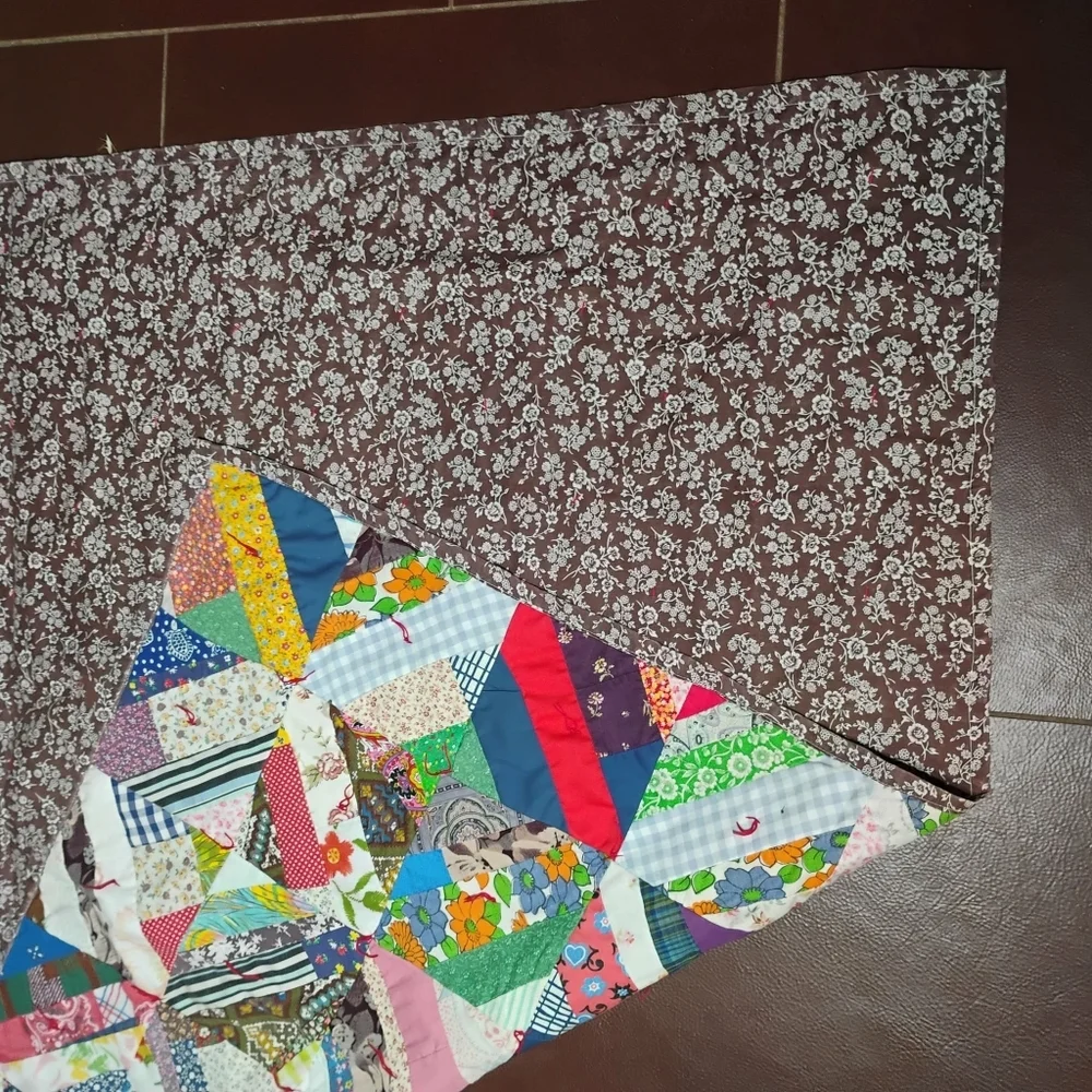 Vintage Handmade Patchwork Quilt 56x41 1970s–80s Era​