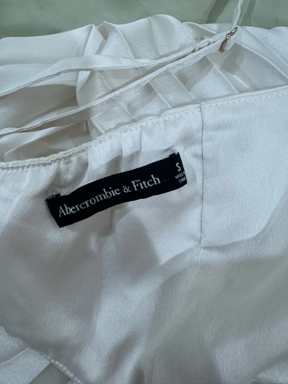 A&F Strapless Pleated Maxi Dress in Off-White
