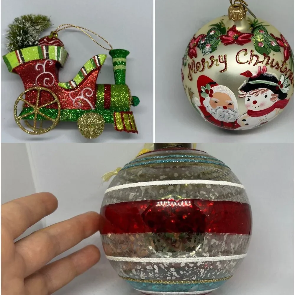 Pier 1 Imports Keepsake Christmas Ornament Handcrafted Lot Of 3 Glass SALE‎ ‼️