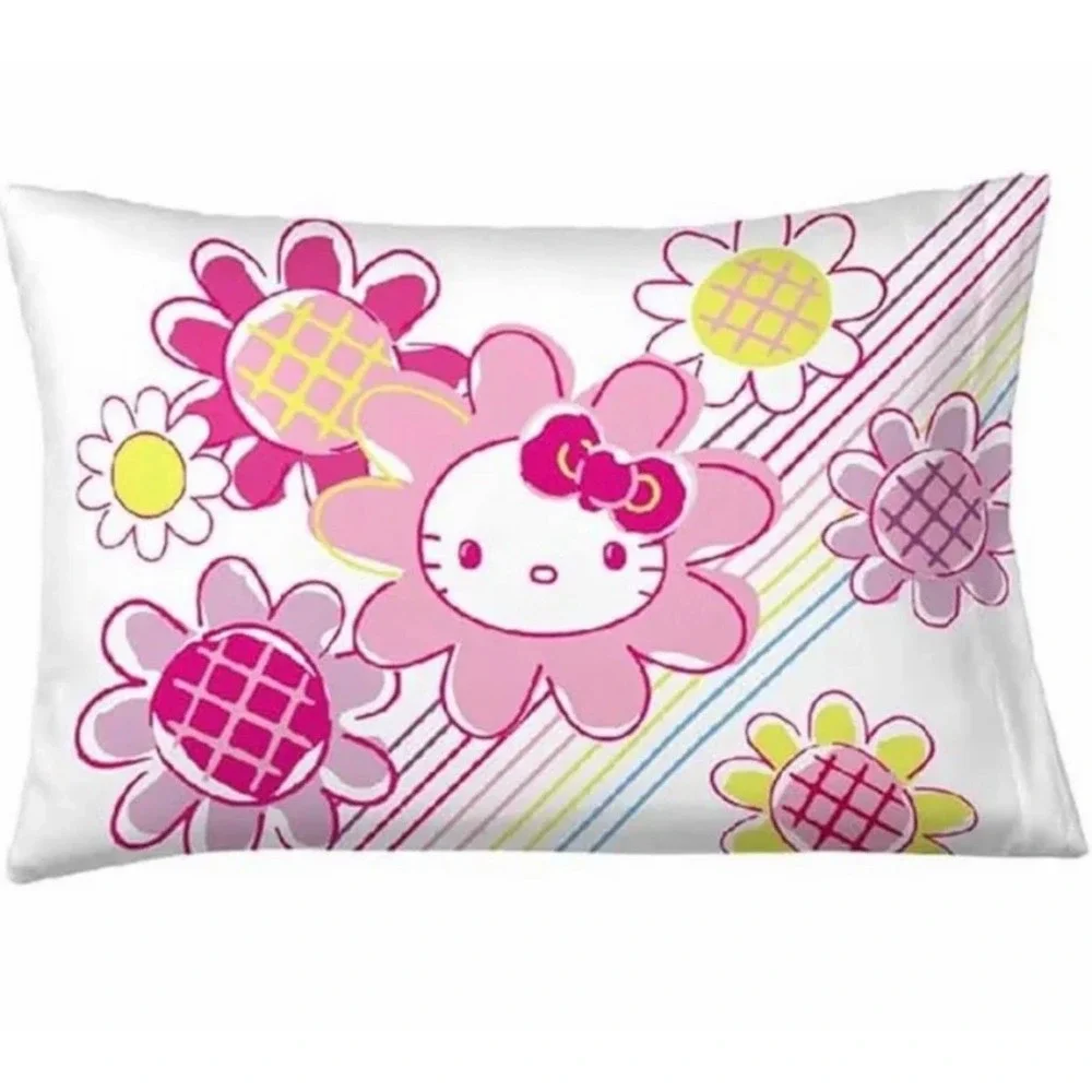 NEW Hello Kitty Sanrio Queen Sheet Set Pink Floral Y2K Cute Kawaii Bedding Soft