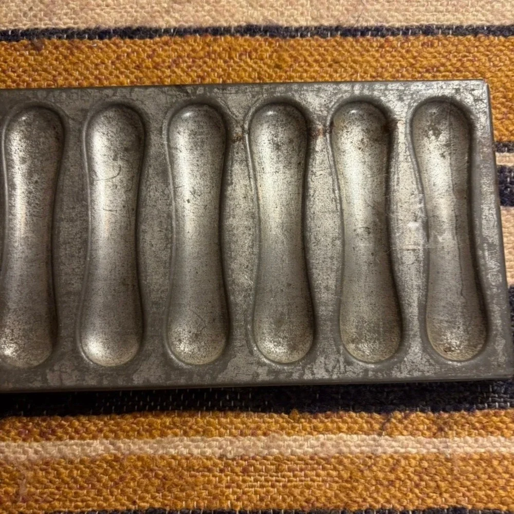 Ladyfinger Pan 12in Silver Vintage 12 Cavity Tinned Steel Baking Mold
