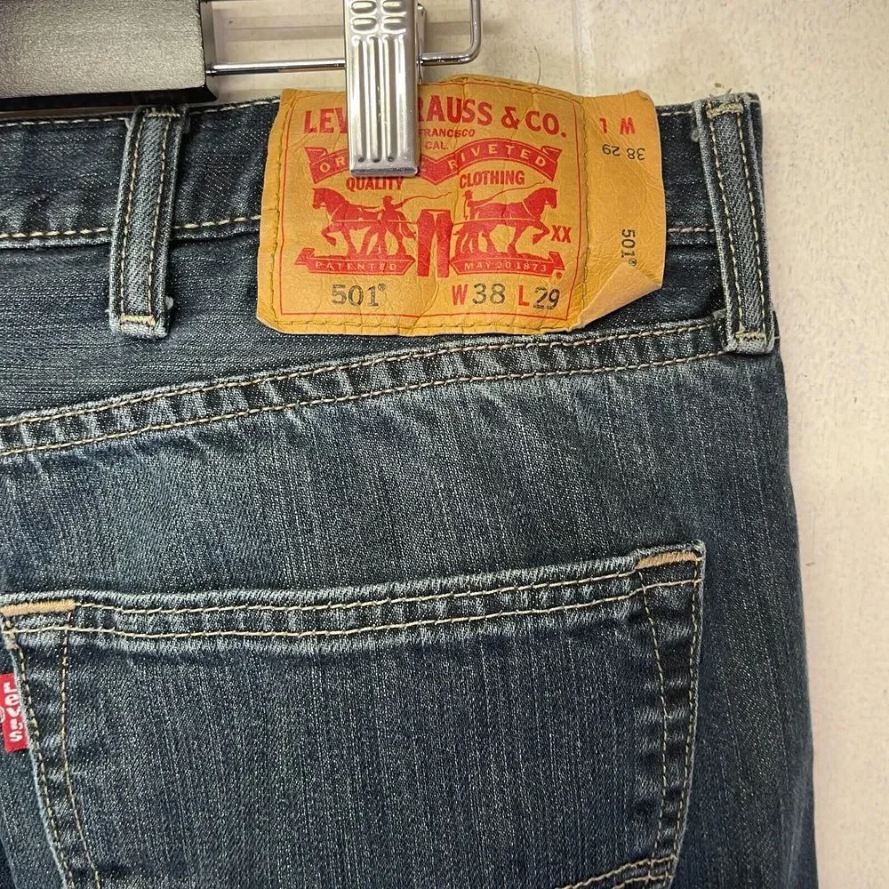 Levi's 501 Button Fly‎ Jeans Men 38x29 Blue Denim BlokeCore ClassicCore Straight