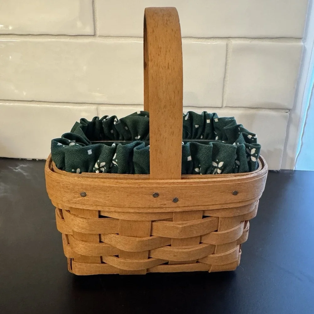 Longaberger Horizon‎ of Hope Basket Set 1st Heritage Green Liner 7x5.5x3.5 Mini