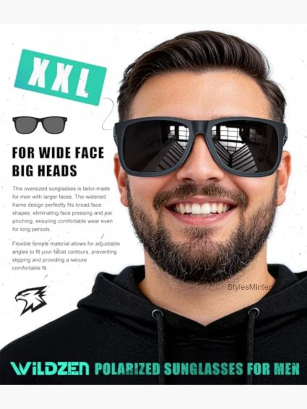 XXL Polarized Sunglasses for Big Heads UV Protection Driving Fishing