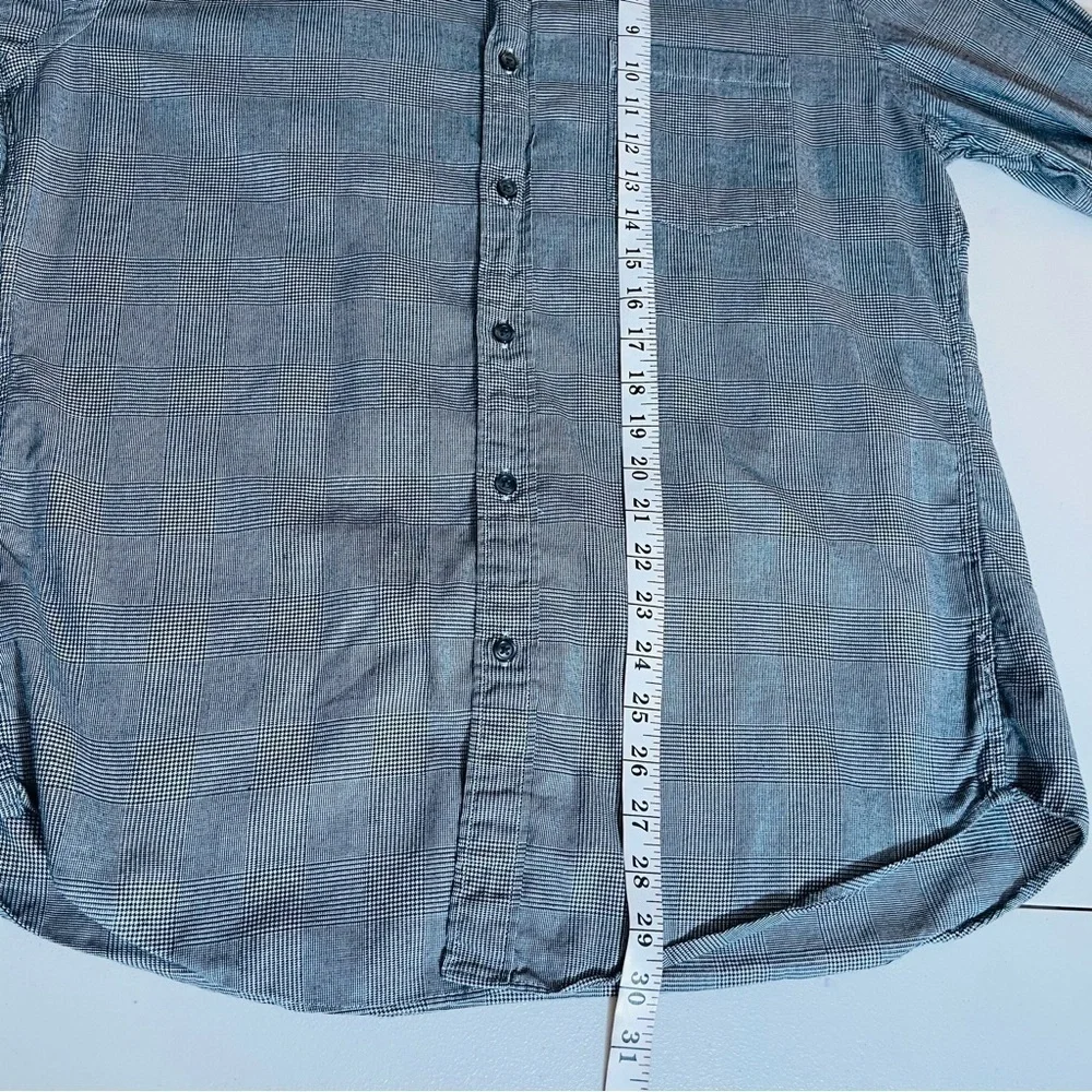 J. Crew Slim Fit Plaid Long Sleeve Button Down Shirt Large Black/White Pocket