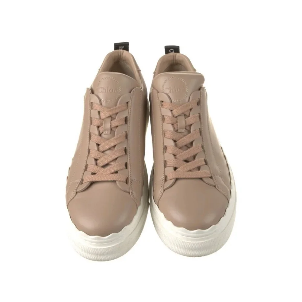 Chloé Lauren Leather Sneakers Sz 9~40 Beige Travel Shoes Sporty Comfy Designer‎