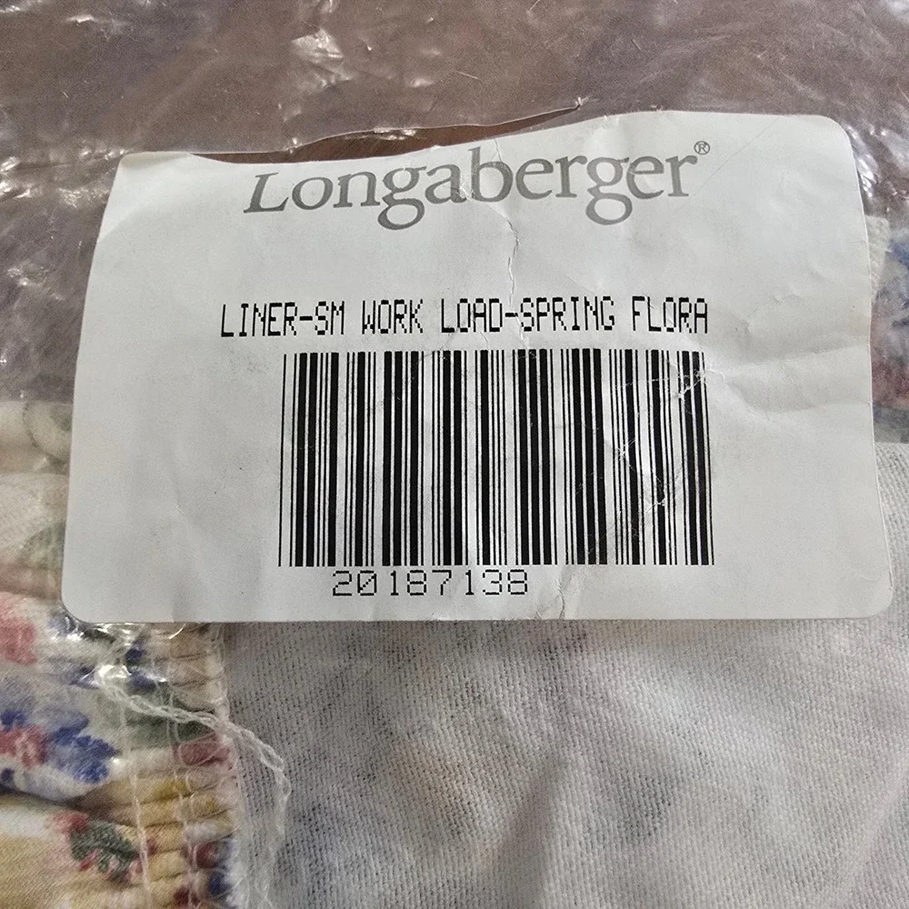 Longaberger Spring Flora Small Work Load Basket Liner Floral Ruffle Multicolor