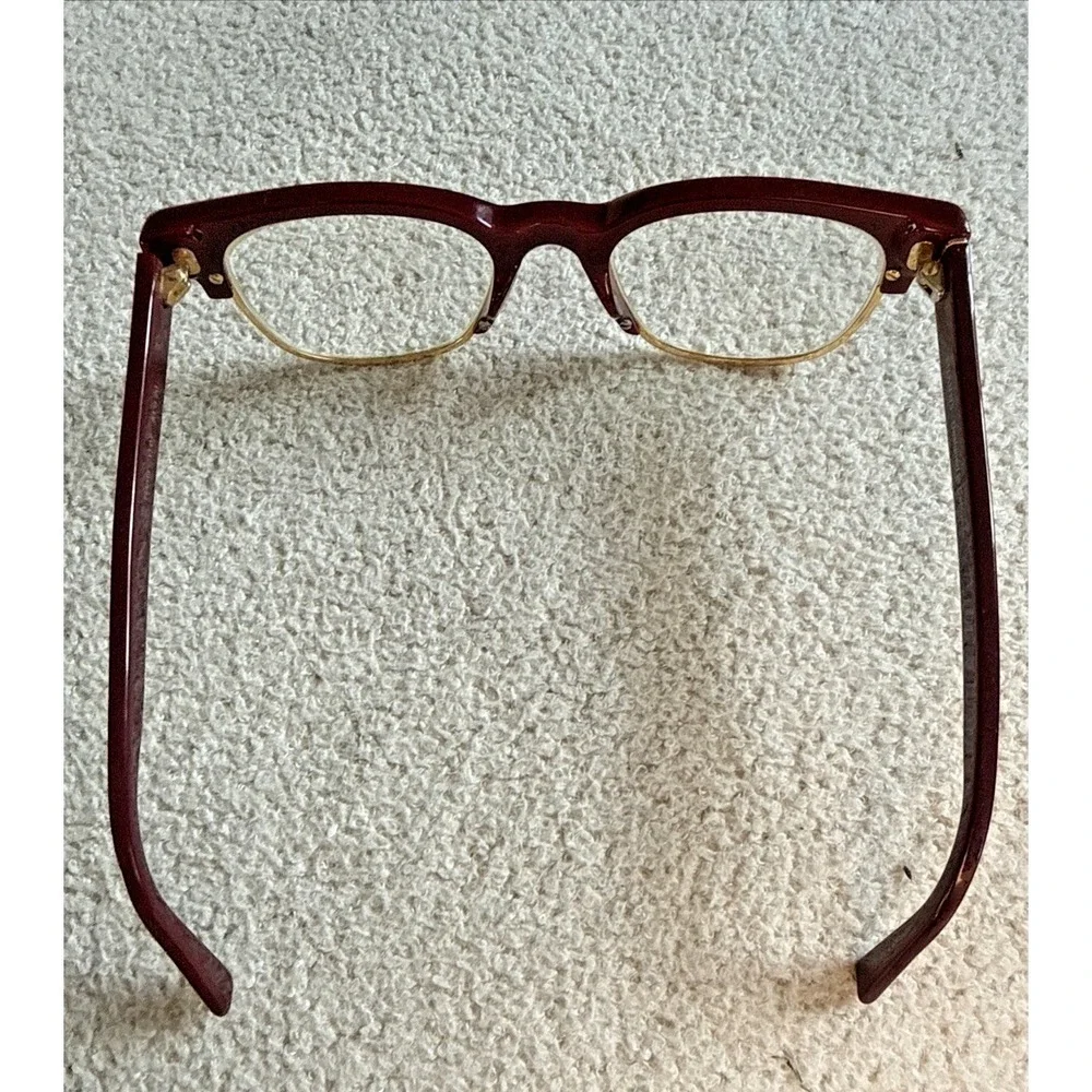 SHAUNS Harris Italian Eyeglasses Burgandy Gold Rim CatEye 51-20 C.07 Frames only