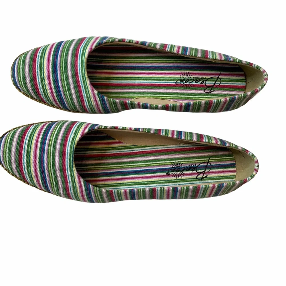 Beacon Multi Colorful Striped Espadrilles Wedges size 8.5 NARROW shoes