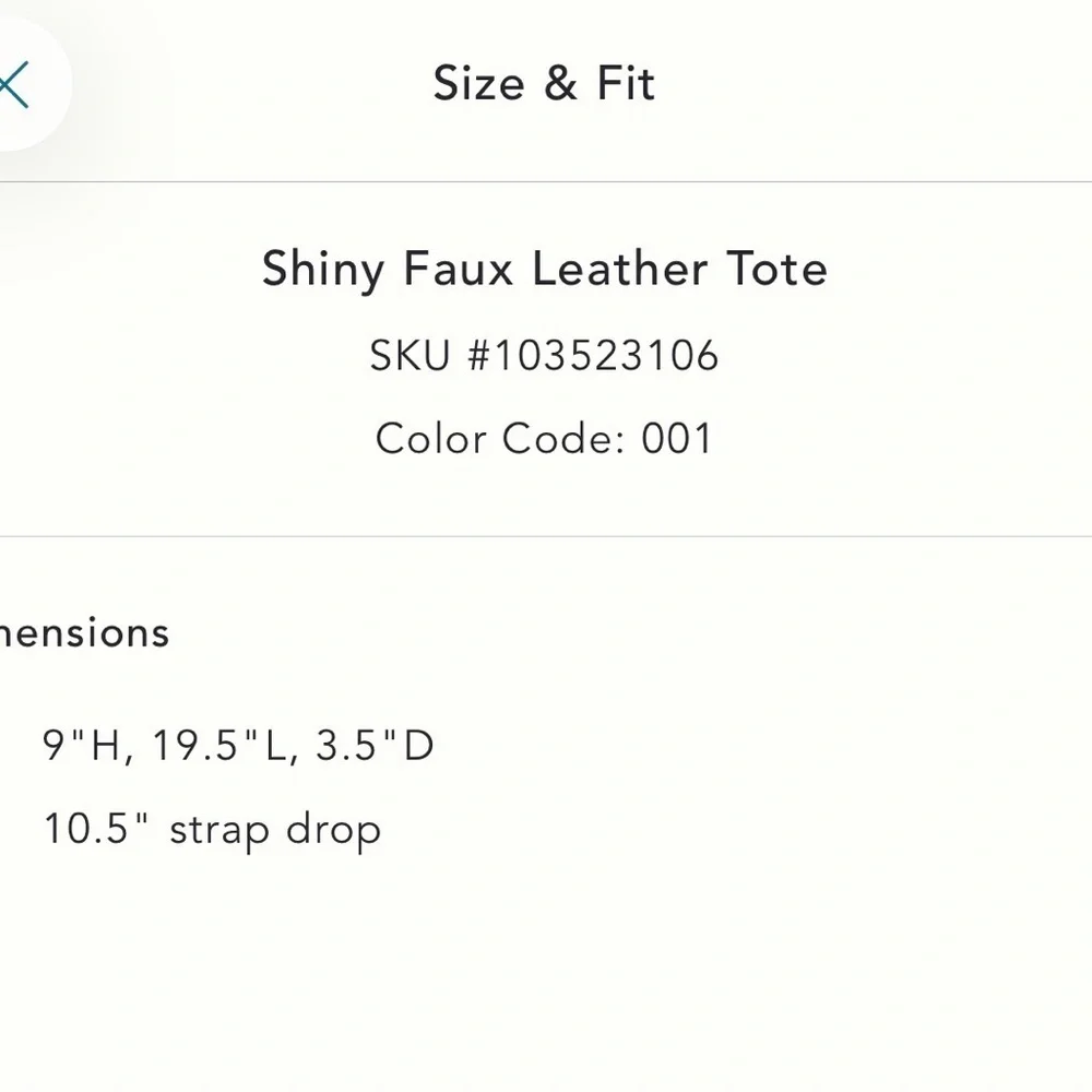 NWT new Anthropologie shiny faux patent leather tote bag purse black