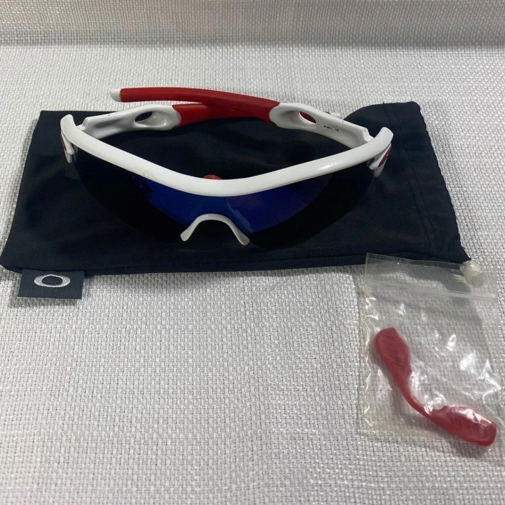 Oakley Radar Path Sunglasses White Red Blue Lens Sport Shield 09-6712