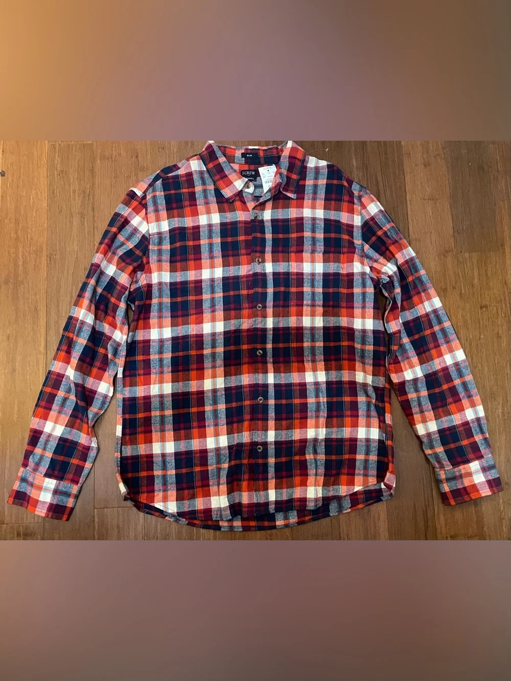 J Crew Flannel Shirt NWT Mens XL Slim Fit Red Blue