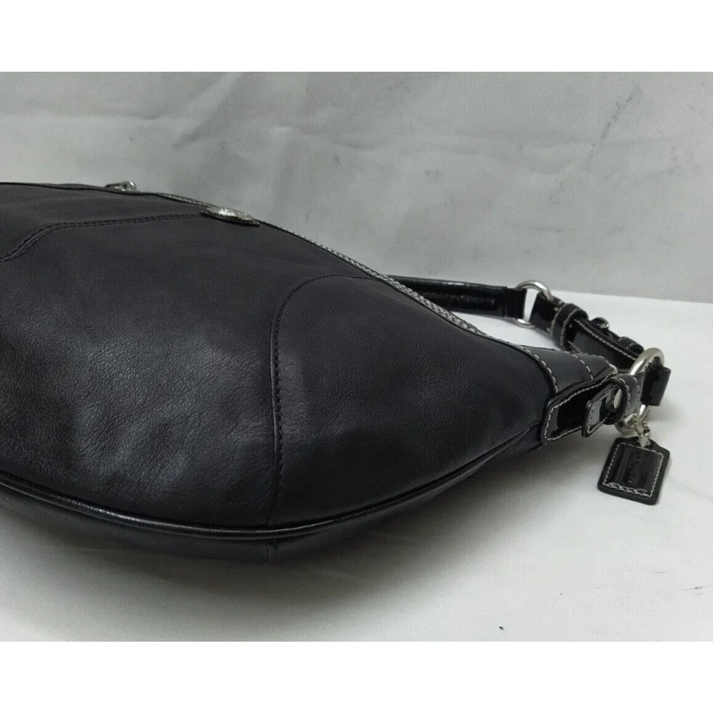 Coach Chelsea Black Leather Pocket Zipper Closure Hobo Shoulder Bag