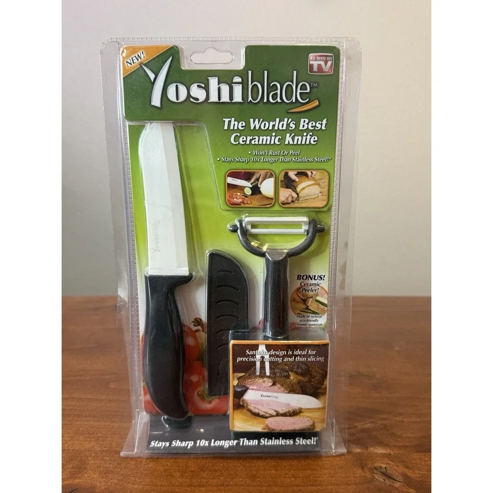 Yoshi Blade Worlds Best Ceramic Knife w/ Bonus Peeler As Seen On TV New Read