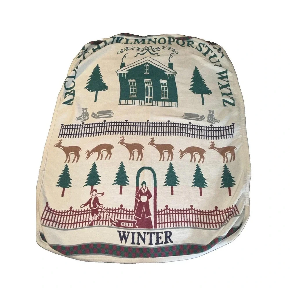 VTG Goodwin Weavers Double Sided Throw Blanket Grandmothers House Winter 59x46