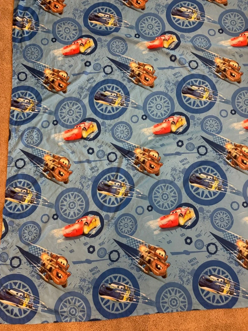 Disney Pixar Cars 2 Mater Lighting McQueen Twin Flat Sheet and One Pillowcase