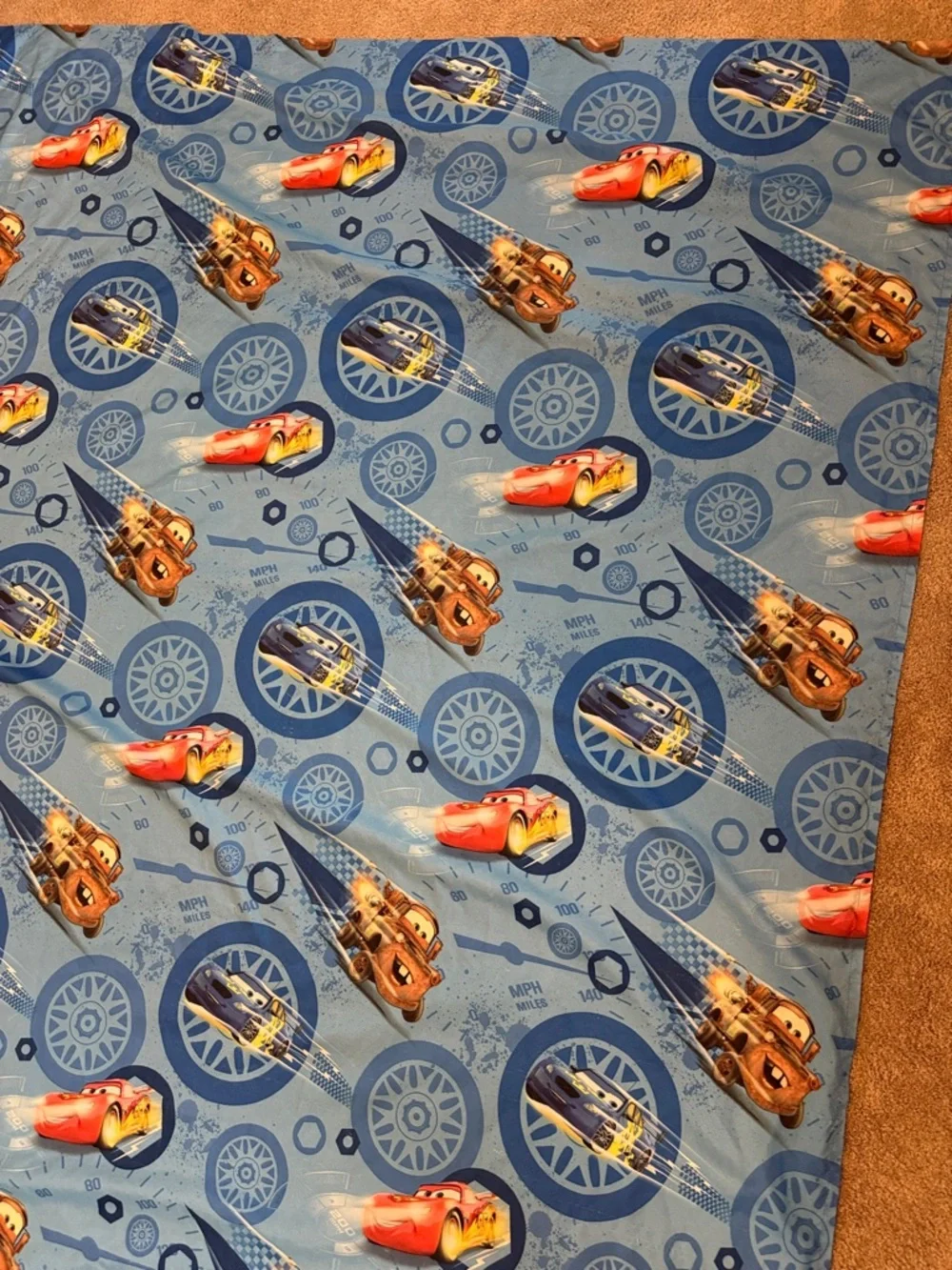 Disney Pixar Cars 2 Mater Lighting McQueen Twin Flat Sheet and One Pillowcase